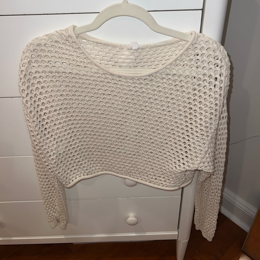 Garage Cream Knit Cropped Sweater